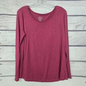 Maurices 24/7 M Burgundy Long Sleeve Stretch Tee
